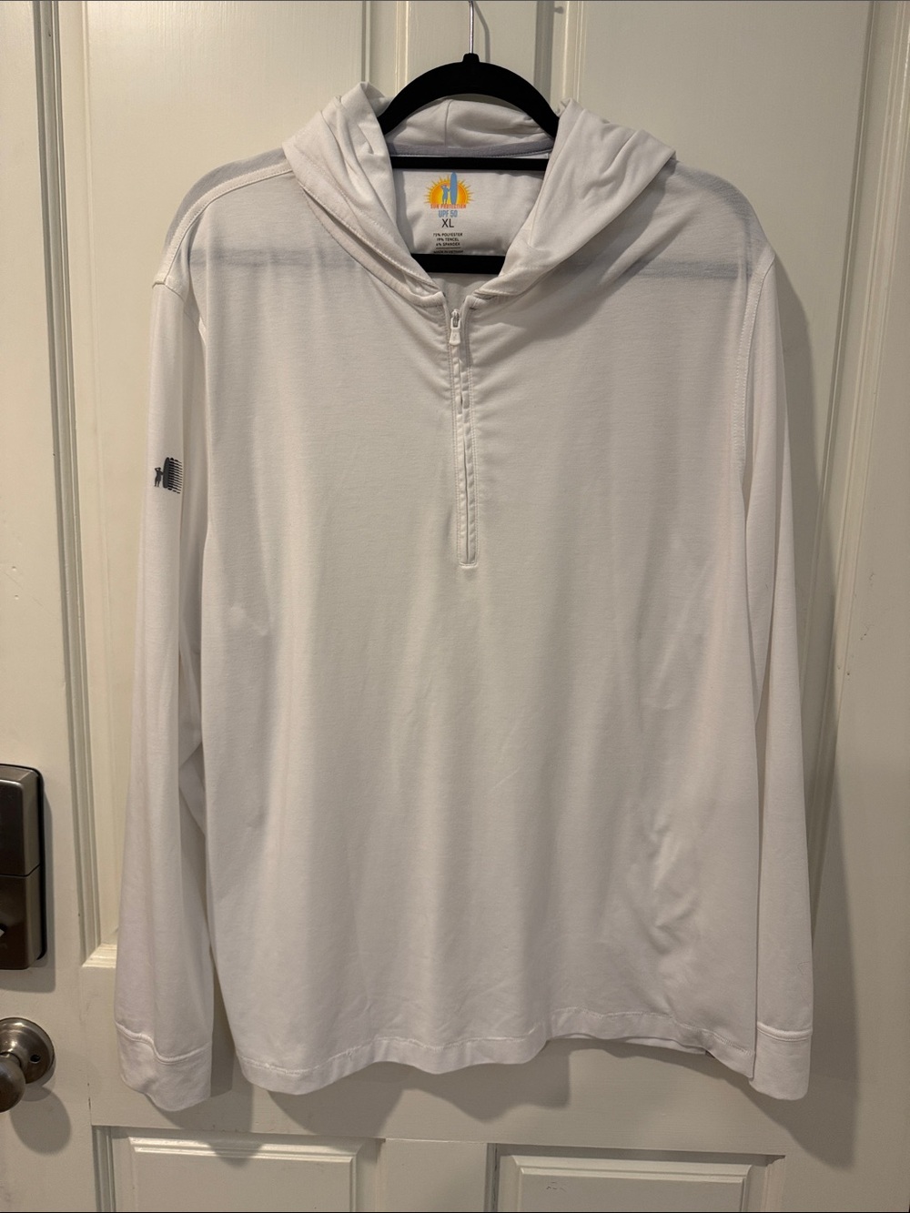 Fair Harbor Men's White Half-Zip Hooded Sun Shirt